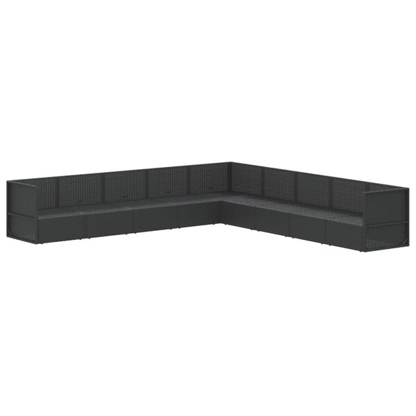 vidaXL Set mobilier de grădină cu perne, 9 piese, negru, poliratan