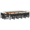 vidaXL Set mobilier de grădină cu perne, 15 piese, negru, poliratan
