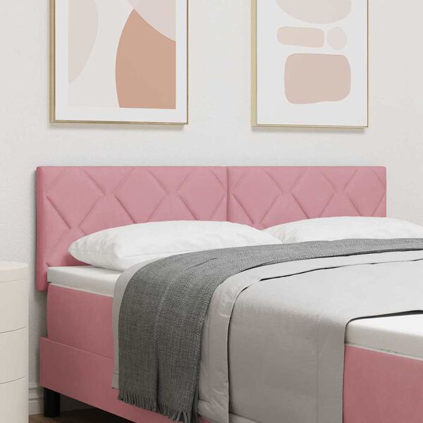 vidaXL Tăblie cap cu headboard Roz 160 cm Catifea