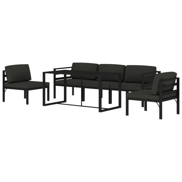 vidaXL Set mobilier de grădină cu perne, 6 piese, antracit, aluminiu