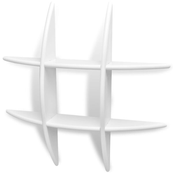 Raft suspendat de perete pentru depozitare cărți/DVD-uri, alb, MDF