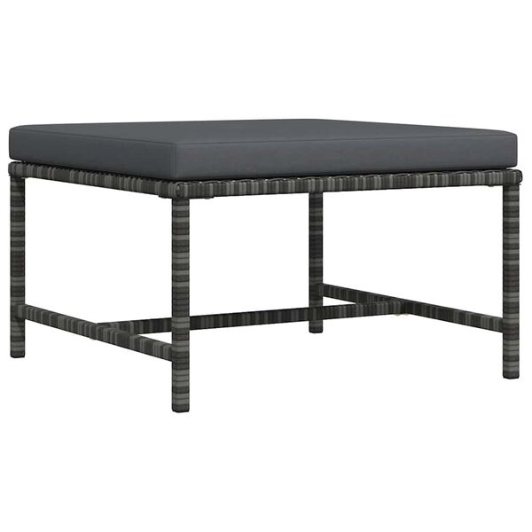 vidaXL Taburet modular cu pernă, gri, poliratan