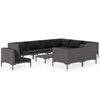 vidaXL Set mobilier de grădină cu perne,10 piese,gri &icirc;nchis, poliratan
