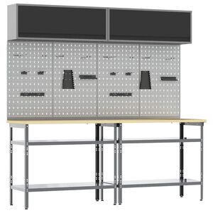 vidaXL Set banc de lucru 8 buc. Negru și Gri 200 x 55 x 200 cm