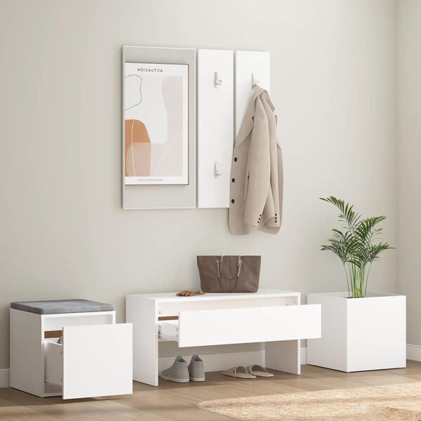 vidaXL Set de mobilier pentru hol, alb, lemn prelucrat