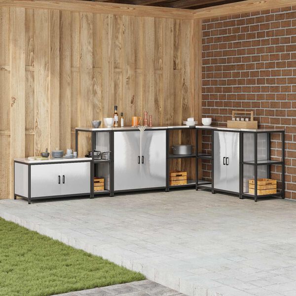 vidaXL Depozitare pentru bucătărie Argintiu 60 x 50 x 92 cm Oțel