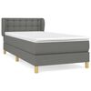 vidaXL Pat box spring cu saltea, gri &icirc;nchis, 90x200 cm, textil