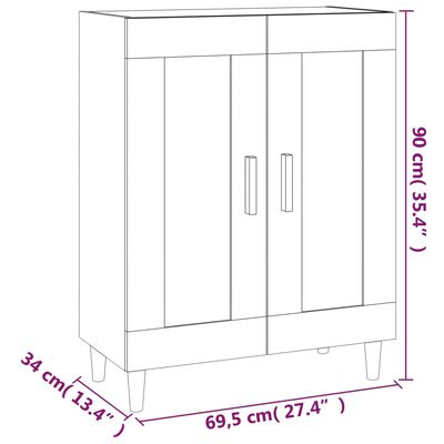 vidaXL Servantă, alb, 69,5x34x90 cm, lemn compozit