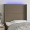 vidaXL Tăblie de pat cu LED, gri taupe, 93x16x118/128 cm, textil