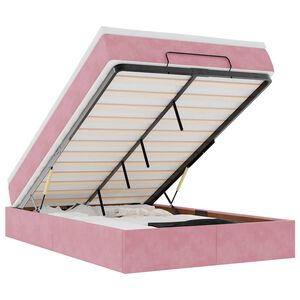 vidaXL Pat otoman cu saltea, roz, 120x190 cm, catifea