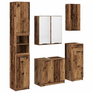 vidaXL Set de mobilier pentru baie 5 pcs Lemn vechi Lemn compozit