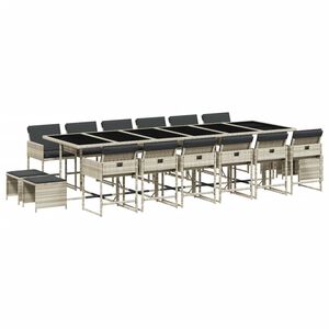 vidaXL Set mobilier de grădină cu perne 17 piese gri deschis poliratan