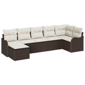 vidaXL Set de canapele pentru grădină 7 pcs maro și alb Rattan poli