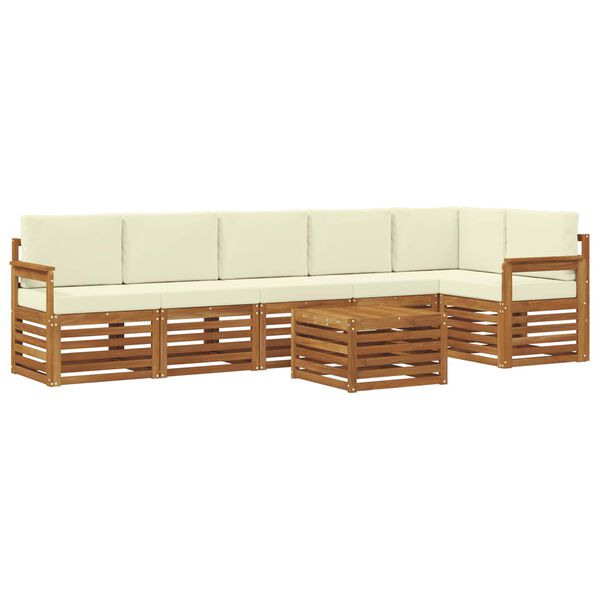 vidaXL Set canapea sectională cu pernă 7 pcs Natural și Crem