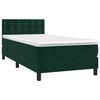 vidaXL Pat box spring cu saltea, verde &icirc;nchis, 80x200 cm, catifea