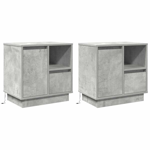 vidaXL Dulap de noapte cu sertar 2 pcs Gri din beton 50 x 34,5 x 50 cm