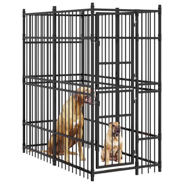 vidaXL Padoc pentru c&acirc;ini de exterior, 1,84 m&sup2;, oțel