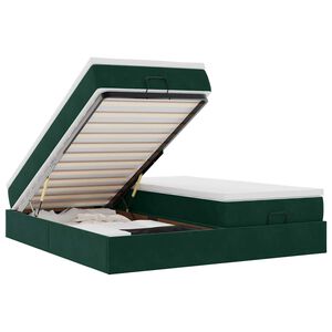 vidaXL Cadru de pat otoman cu saltele Verde &icirc;nchis 200x200cm catifea