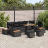 vidaXL Set de canapele pentru grădină 10 pcs Negru Rattan poli