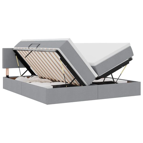 vidaXL Pat cu storage Gri deschis 180 x 200 cm Piele artificială