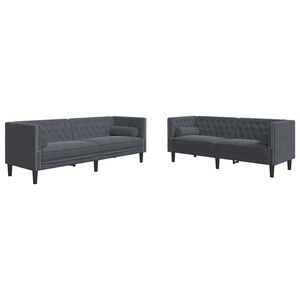 vidaXL Canapea pentru living 2 pcs Gri &icirc;nchis 194 x 74,5 x 70,5 cm