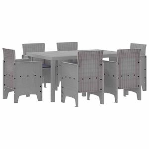 vidaXL Set de masă pentru grădină 7 buc. Gri deschis Ratan Polt