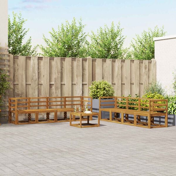 vidaXL Set de canapele de exterior 9 pcs natural Lemn Solid de Acacia