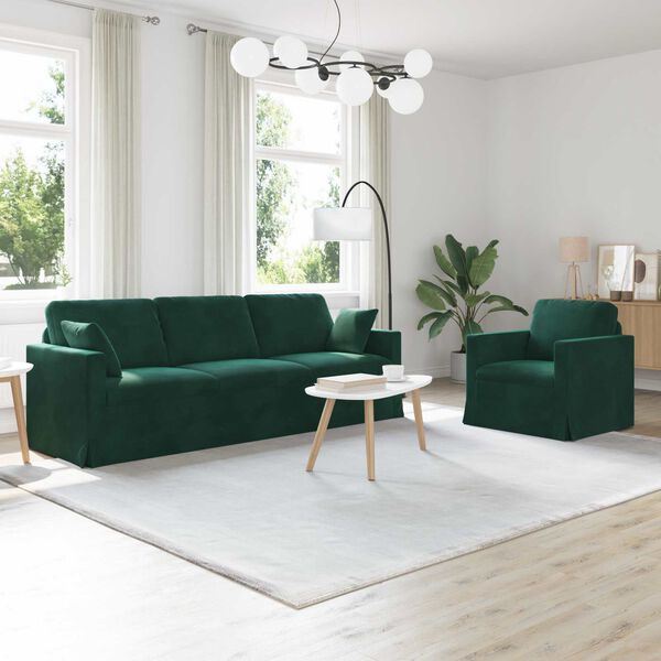 vidaXL Set de canapea 2 pcs Verde &icirc;nchis 228 x 78 x 80 cm Catifea