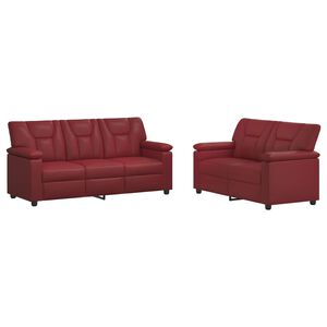 vidaXL Set de canapea 2 pcs Roșu Vin Piele artificială