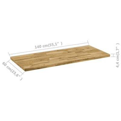 vidaXL Blat masă, lemn masiv stejar, dreptunghiular, 44 mm, 140x60 cm