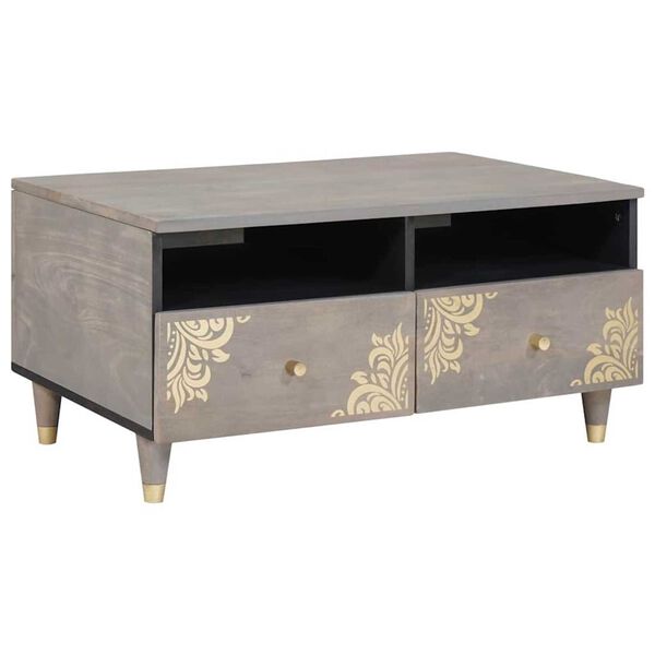 vidaXL Masă de cafea cu sertar Gri 80 x 54 x 40 cm Lemn de mango solid