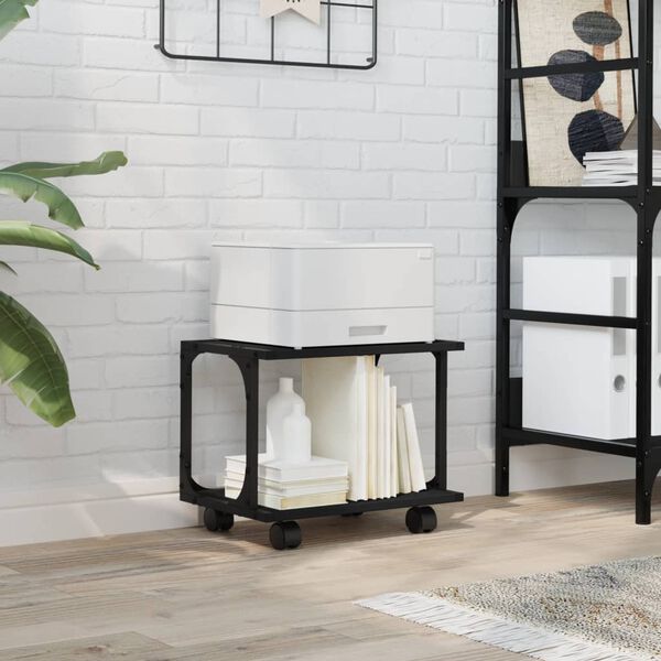 vidaXL Suport imprimantă 2 niveluri negru 41x28x33,5 cm lemn prelucrat