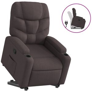 vidaXL Fotoliu rabatabil cu ridicare pe verticală, maro &icirc;nchis, textil