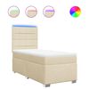 vidaXL Pat box spring cu saltea, crem, 100x200 cm, textil
