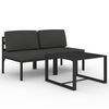 vidaXL Set mobilier de grădină cu perne, 3 piese, antracit, aluminiu