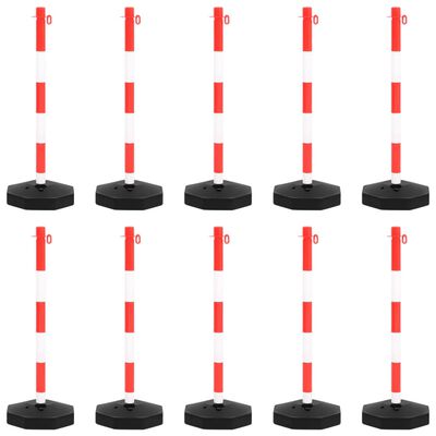 vidaXL Set stâlp semnalizare trafic, cu lanț din plastic de 10 m