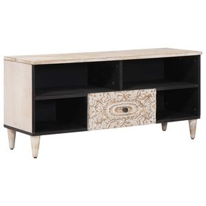 vidaXL Cabinet TV cu sertar Alb 100 x 33,5 x 46 cm Lemn de mango solid