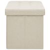 vidaXL Bancă de depozitare pliabilă, alb crem, imitație de p&acirc;nză