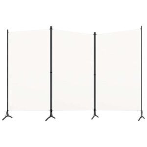 vidaXL Paravan de cameră cu 3 panouri, alb, 260 x 180 cm, textil