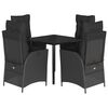 vidaXL Set mobilier de grădină cu perne, 5 piese, negru, poliratan