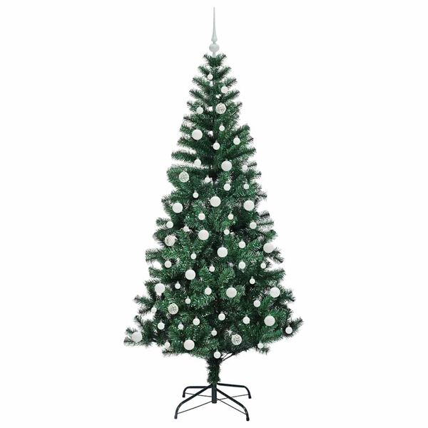 vidaXL Pom de Crăciun artificial pre-iluminat cu 300 LED Verde 210 cm
