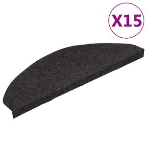 vidaXL Covorașe scări autoadezive, 15 buc.,negru, 65x22,5x3,5 cm