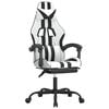 vidaXL Scaun de gaming cu suport picioare, alb/negru, piele ecologică
