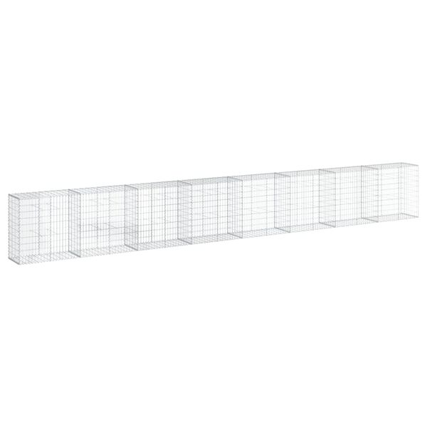 vidaXL Coș gabion cu capac, 800x50x100 cm, fier galvanizat