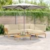 vidaXL Set de canapea cu pernă Simplu 4 pcs Bej Lemn Solid de Acacia