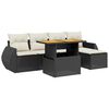 vidaXL Set mobilier de grădină cu perne, 6 piese, negru, poliratan