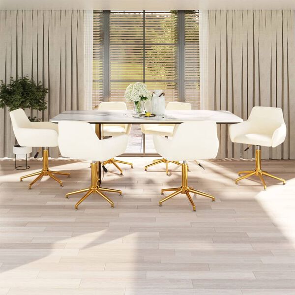 vidaXL Scaune de sufragerie pivotante 6 buc, crem, catifea