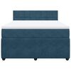 vidaXL Pat box spring cu saltea, albastru, 140x200 cm, catifea