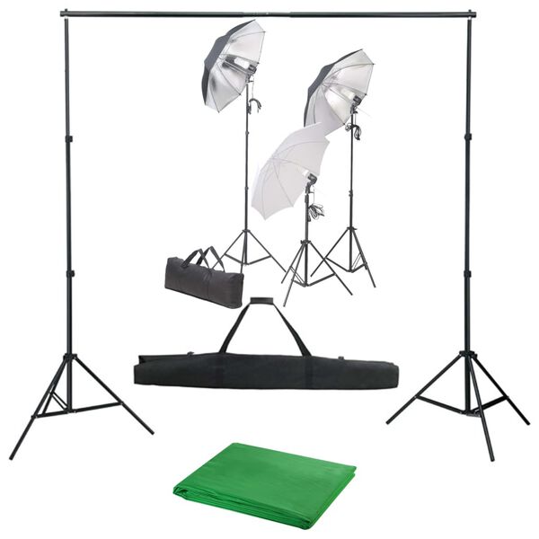 vidaXL Kit studio foto cu set de lumini și fundal