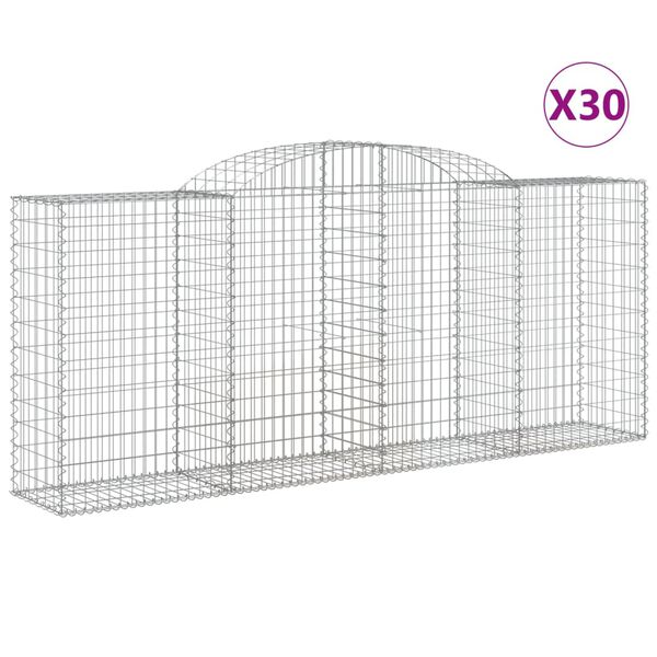 vidaXL Coșuri gabion arcuite 30 buc. 300x50x120/140 cm fier galvanizat